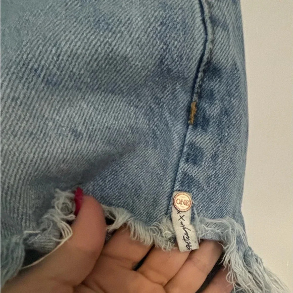 One‎ Teaspoons womens denim shorts frayed hem copper button fly 5 pocket cotton - Picture 3 of 8